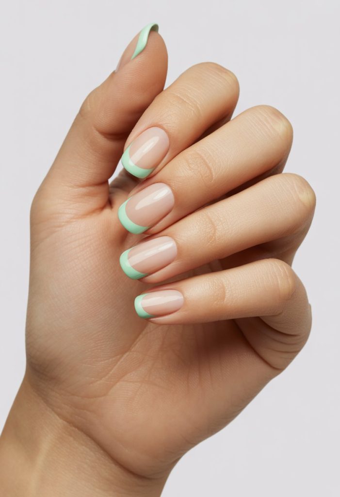 Mint Green French Tips