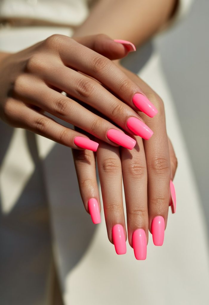 Neon Pink Statement Nails