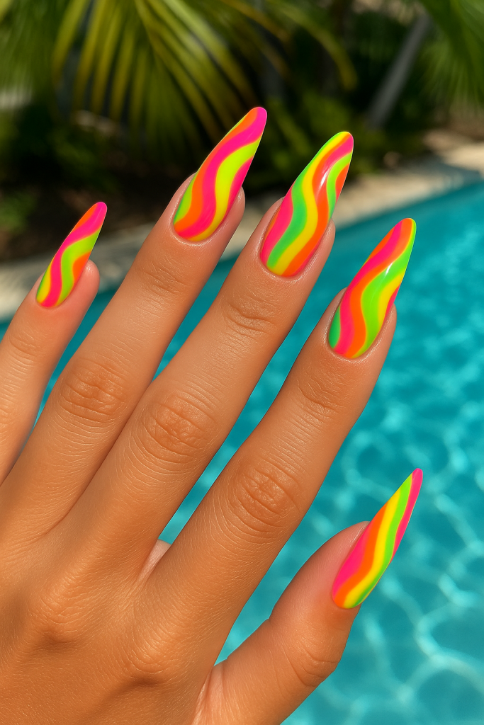 Neon Swirl Nails