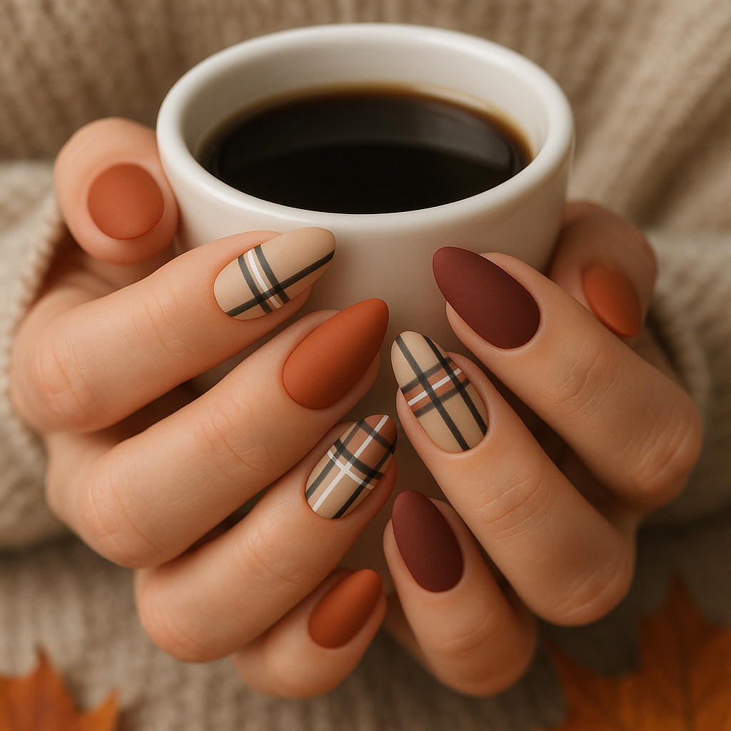 Plaid Accent Nails