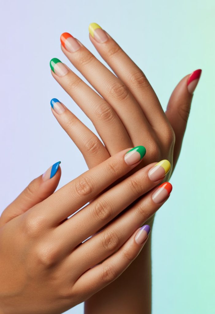 Rainbow French Tips Nail