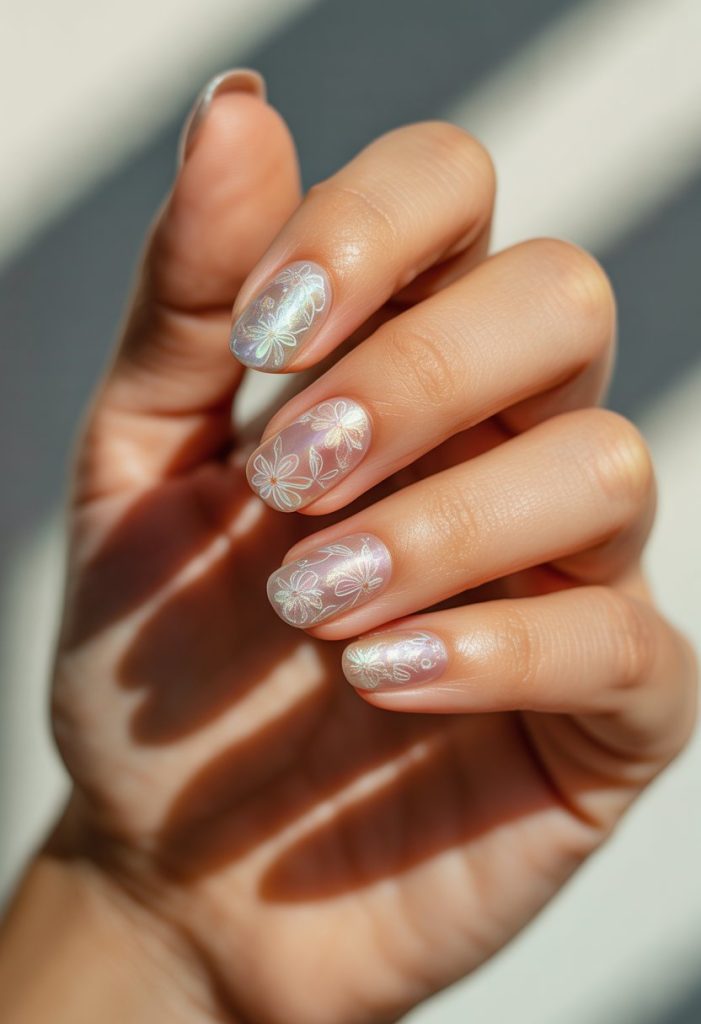 Shimmering Floral Patterns Nail