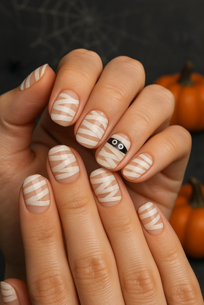 Simple Mummy Wrap Nails