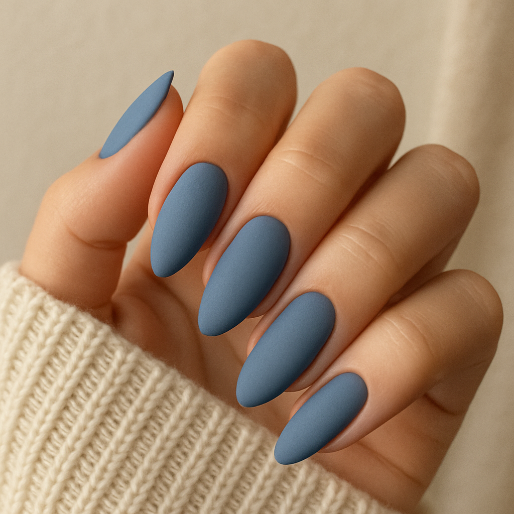 Soft Denim Blue Nails