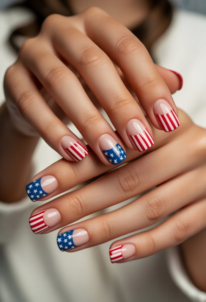 Stars and Stripes French Tips Nail