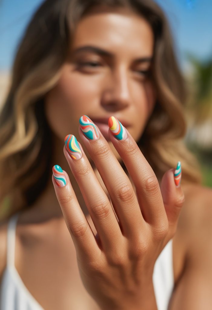 Swirly Summer Abstracts Nail