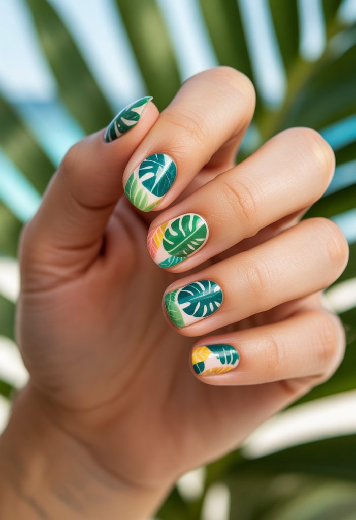 Tropical Leaf Patterns Nail