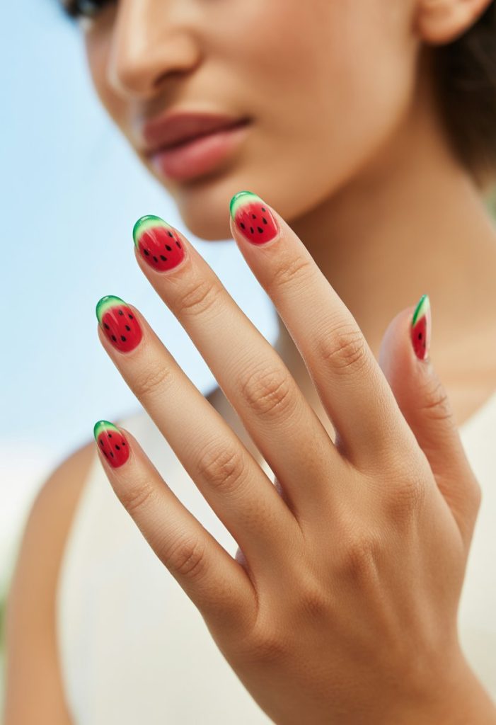 Watermelon Tips Nail