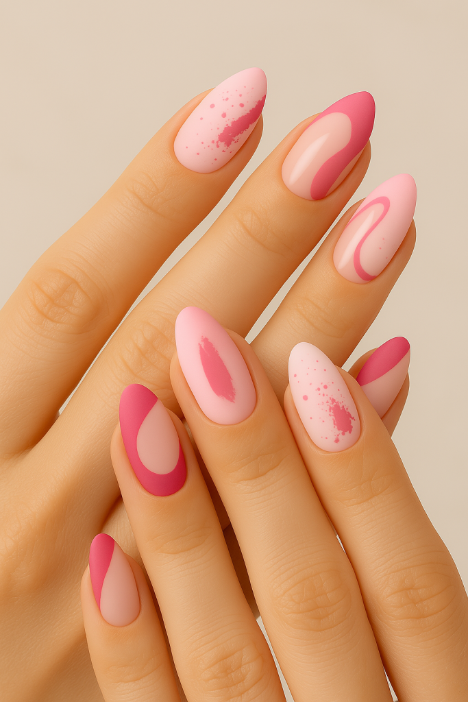  Abstract Pink Nail Designs