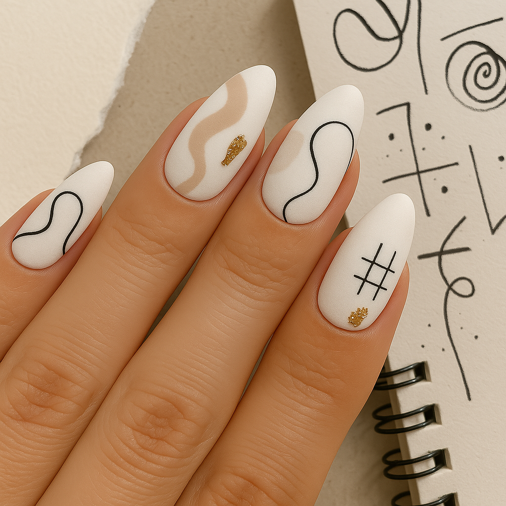 Abstract White Nail Collage