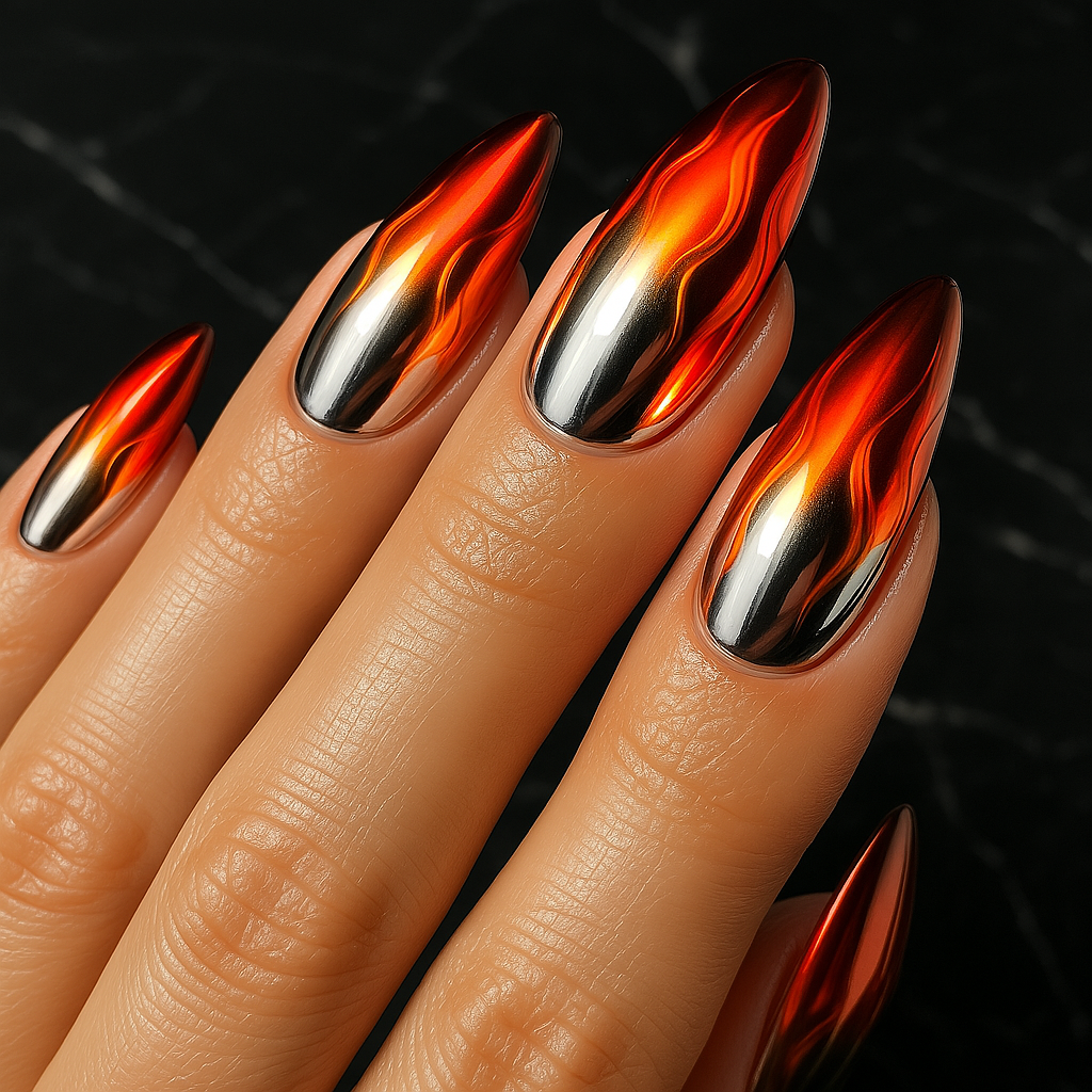 Chrome Blaze Nails