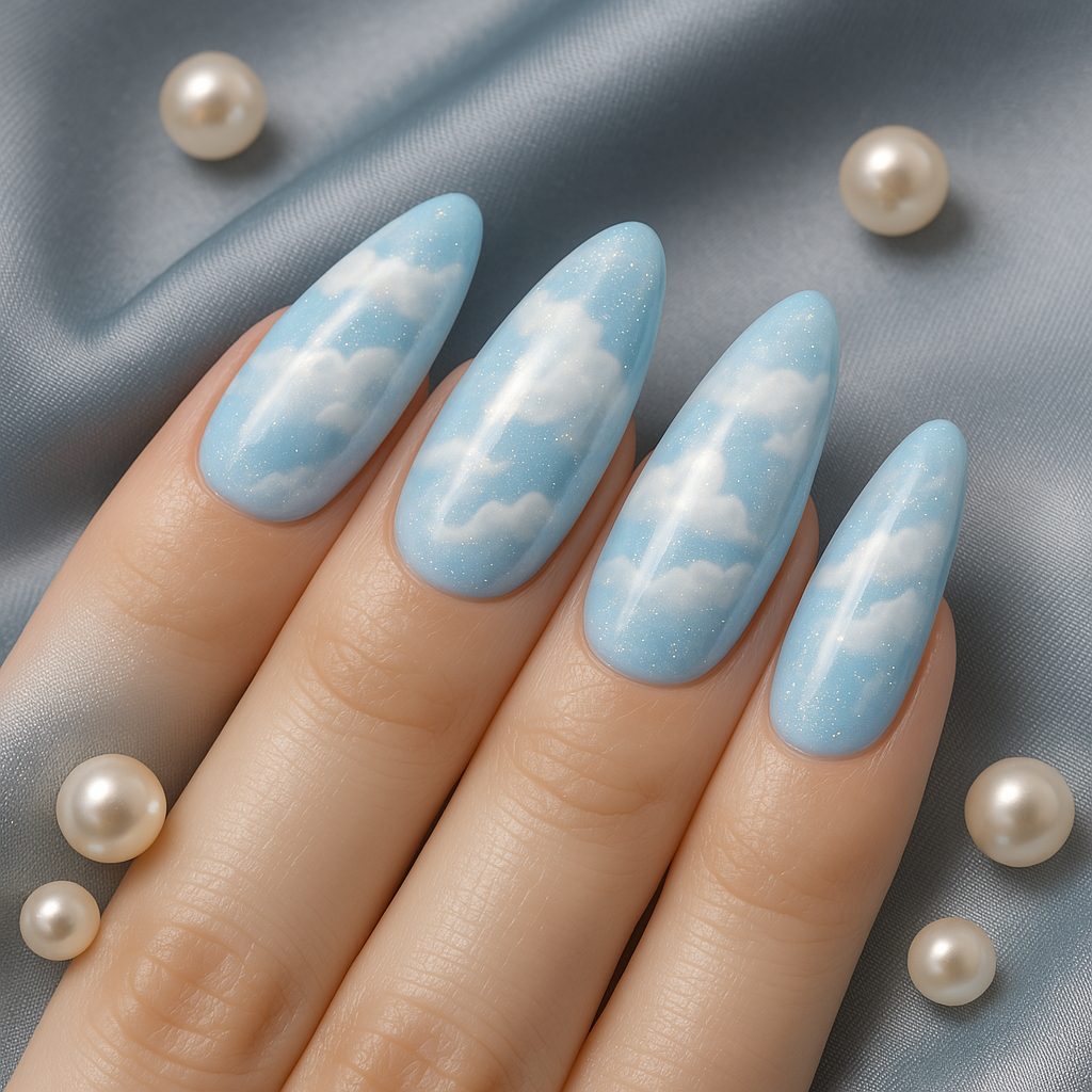 Cloudy Blue Nails