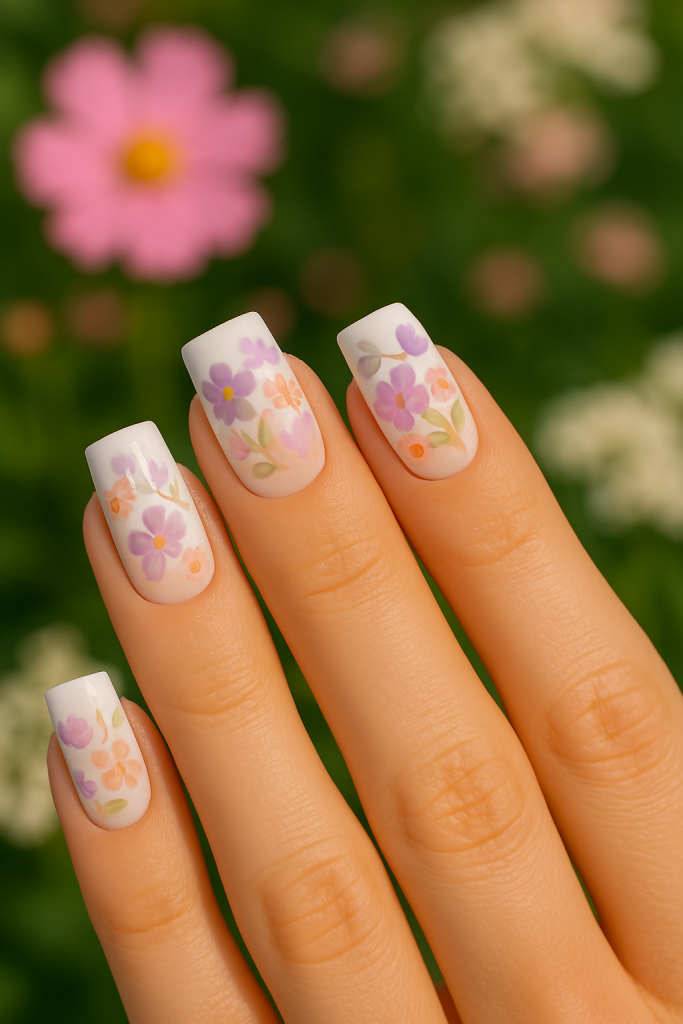 Floral Overlay French Tips