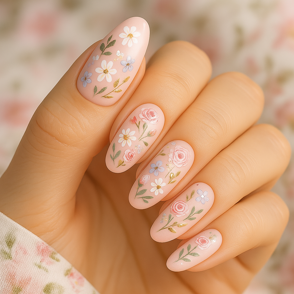 Floral Pink Nail Art