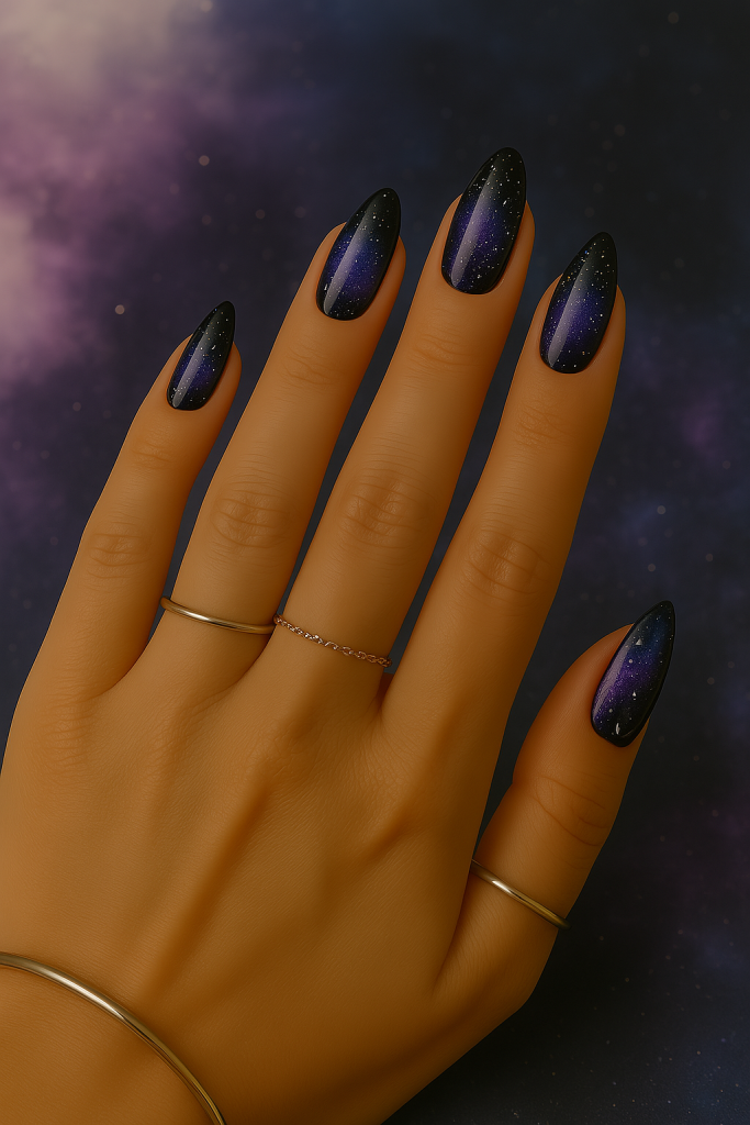 Galaxy Black Nail Art