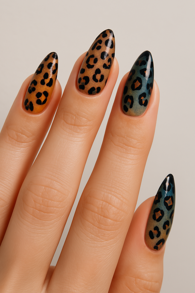 Gradient Ombre Leopard Nails
