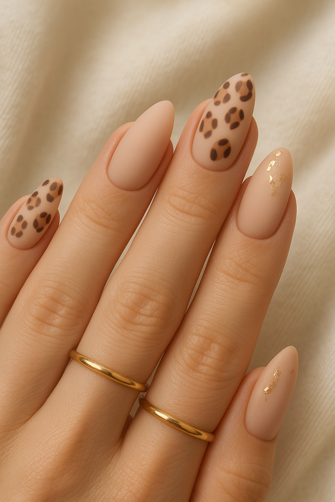 Nude Whisper Leopard Nails