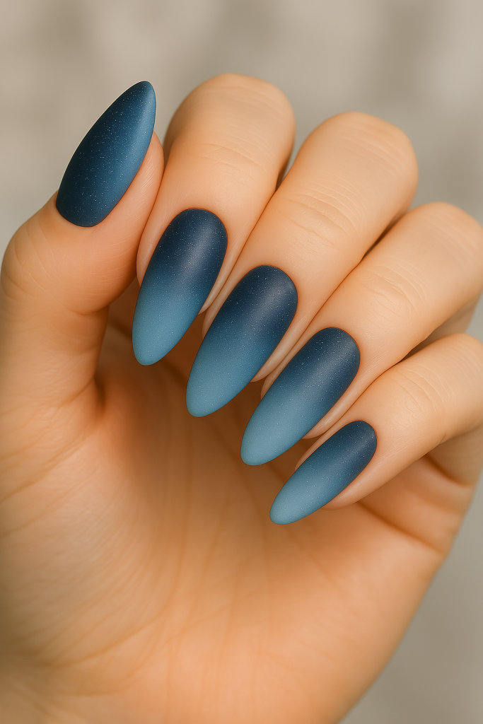 Smoky Gradient Blue Nails