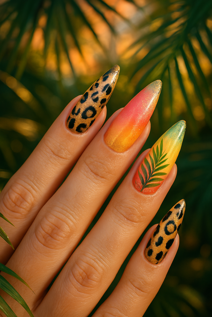 Tropical Dream Leopard Nails