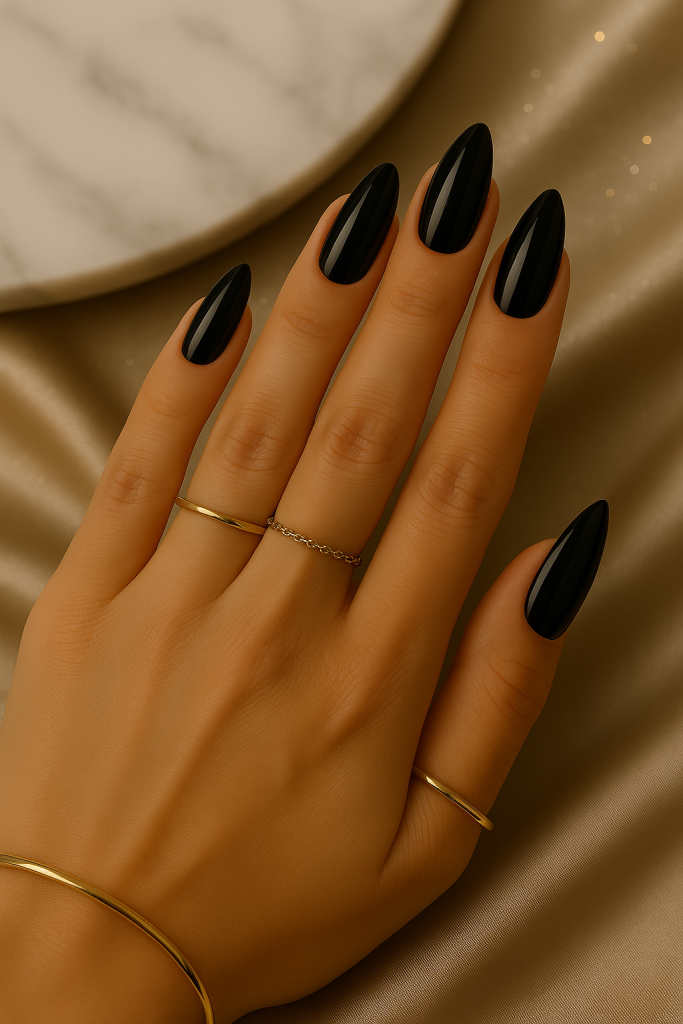 glossy almond black