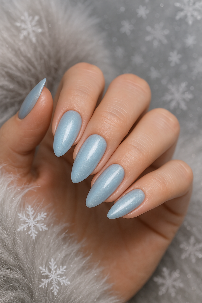 Ice Blue Almond Nails